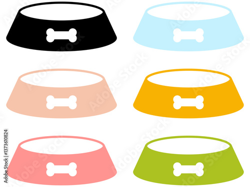ドッグフードボウル　犬用　フードボウル　ベクターイラスト　セット