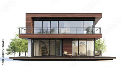 Wallpaper Mural Modern loft style house with large windows and wooden exterior Torontodigital.ca