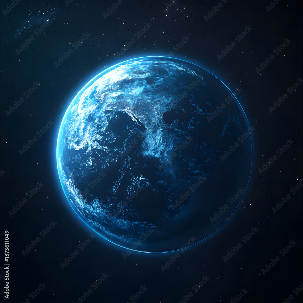 Obraz premium Glowing Earth at Night from Space Celestial View