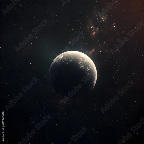 Celestial Orb A Solitary Planet in the Immense StarDusted Expanse of Space