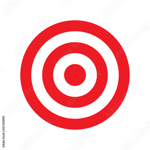 Target icon. Flat archery target with concentric red rings. Abstract vector illustration.