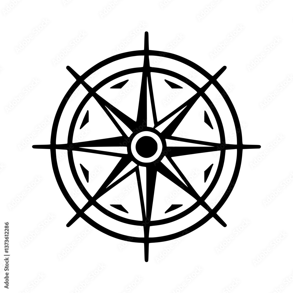 A navigation compass rose graphic The design symbolizes guidance exploration and direction making it versatile for travel and adventure themes A navigation compass rose graphic The design symbolizes guidance exploration and direction making it versatile for travel and adventure themes
