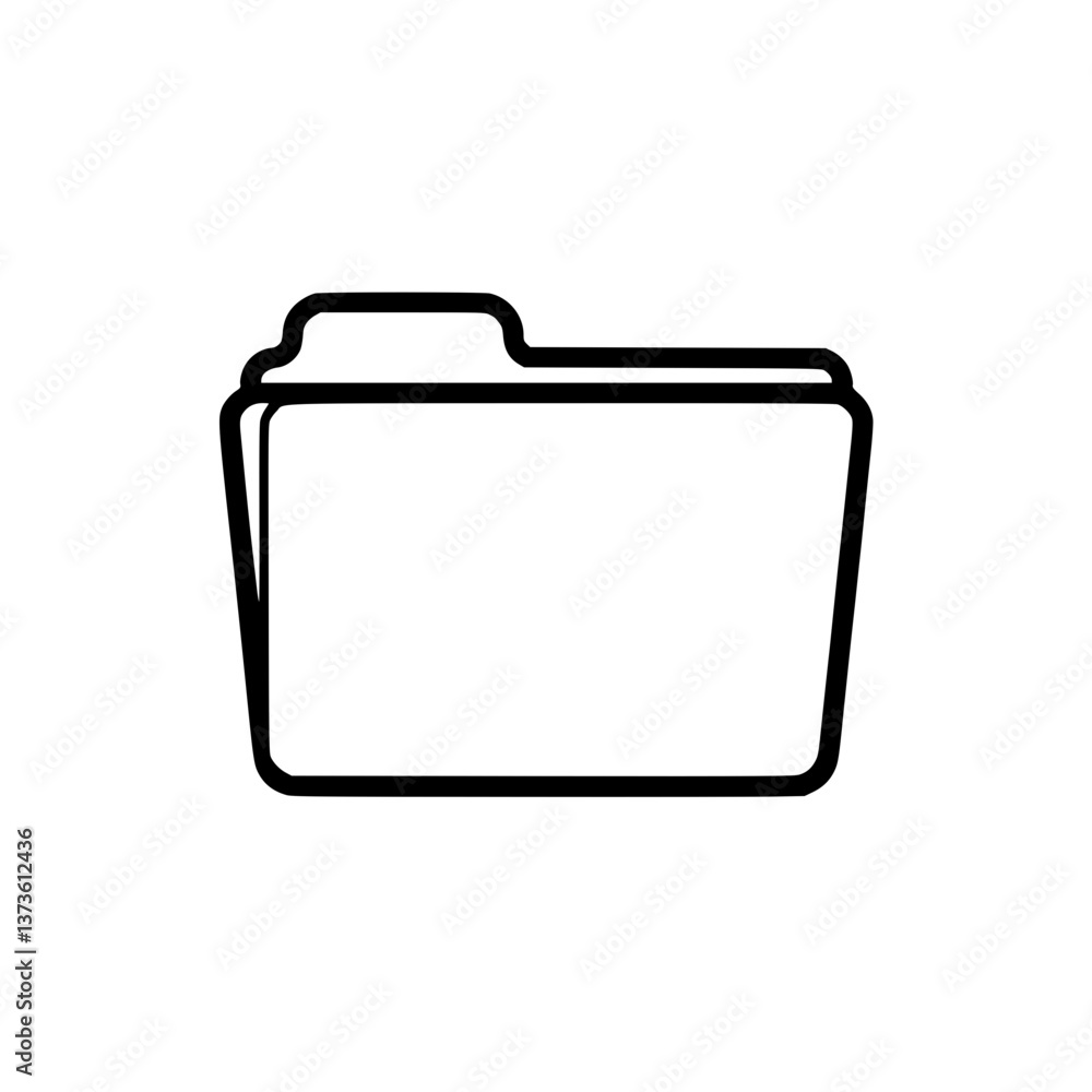 Simple Folder Icon: Minimalist design of an empty folder perfect for representing files directories and data organization in digital interfaces Simple Folder Icon: Minimalist design of an empty folder perfect for representing files directories and data organization in digital interfaces