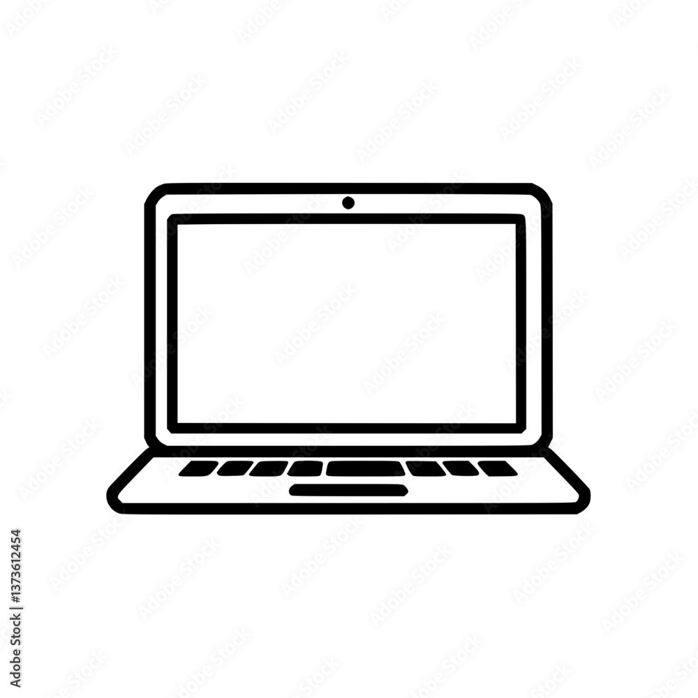 Sleek laptop illustration featuring a minimalist design with a clean screen keyboard and trackpad Ideal for technology work or design concepts Sleek laptop illustration featuring a minimalist design with a clean screen keyboard and trackpad Ideal for technology work or design concepts