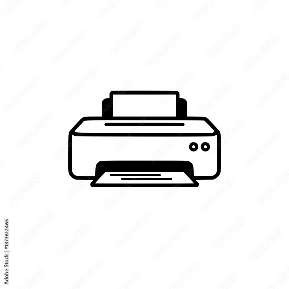 A and icon of a printer outputting paper The printer sits on a and is drawn in a simple modern style A and icon of a printer outputting paper The printer sits on a and is drawn in a simple modern style