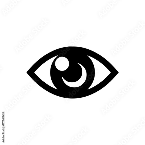 Eye Symbol: A stylized eye icon representing vision perception and awareness The design features a pupil iris and eyelid in a simple graphic form