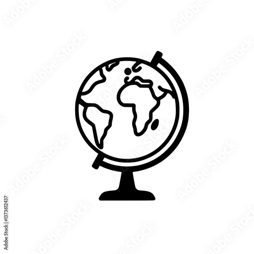 A and illustration of a world globe It's a simple design showing continents on a stand Great for travel education and geography