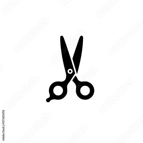 Stylized illustration of salon-style scissors with circular finger grips and pointed blades isolated on a