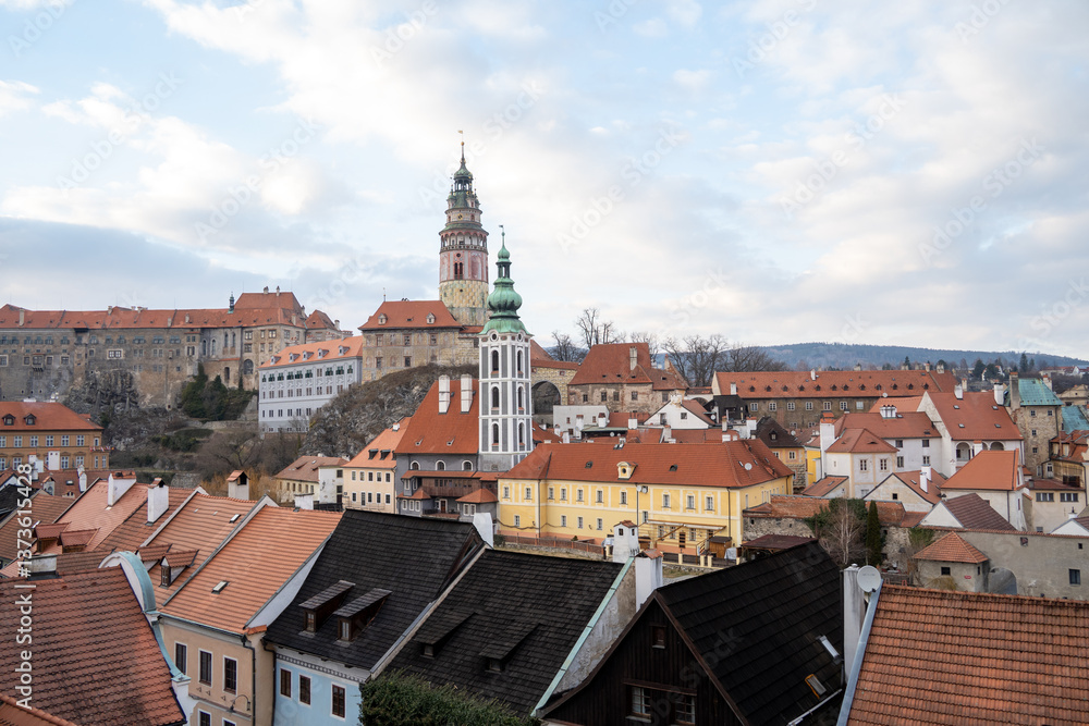 Fototapeta premium 체코 체스키 크롬로프 도시 풍경
