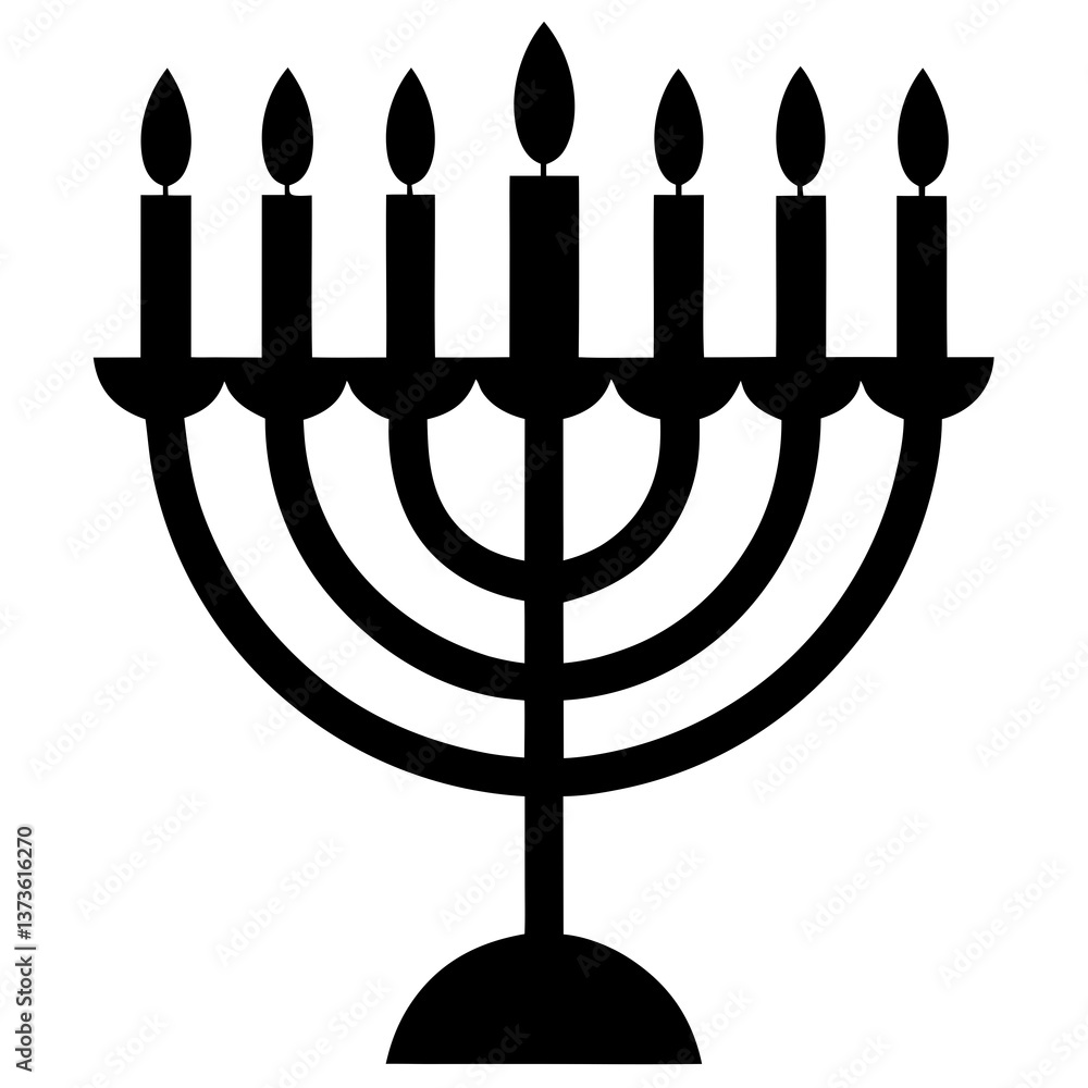 Hanukkah menorah with candle silhouette Hanukkah menorah with candle silhouette