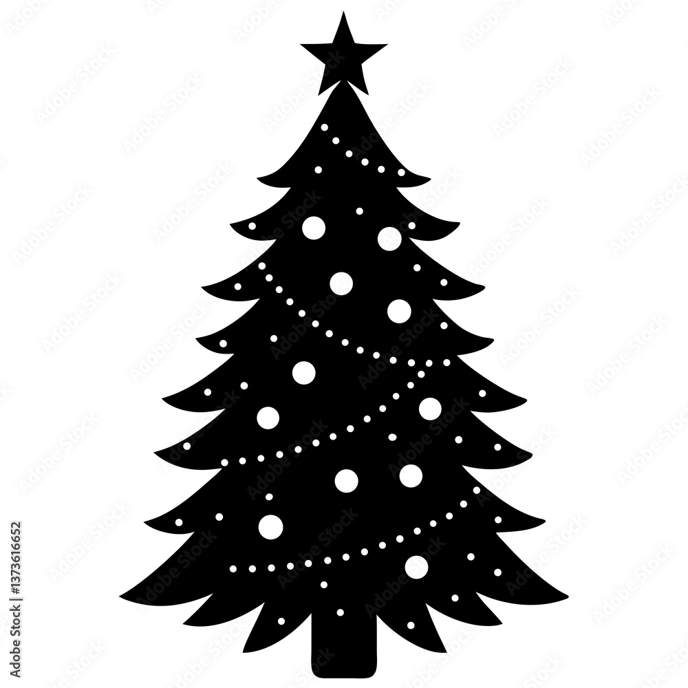 Christmas tree with glowing lights silhouette Christmas tree with glowing lights silhouette