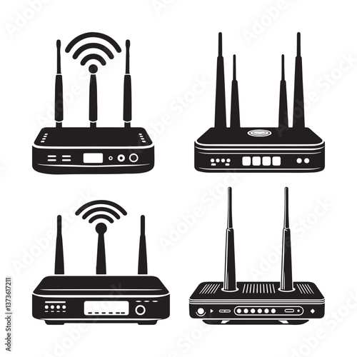 Minimalist Network Hub in Sleek Shadows