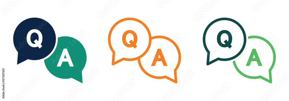 Question answer icon. FAQ icons collection with question and answer symbols. Includes speech bubbles and essential vector elements for frequently asked questions. Vector illustration. EPS 10 Question answer icon. FAQ icons collection with question and answer symbols. Includes speech bubbles and essential vector elements for frequently asked questions. Vector illustration. EPS 10