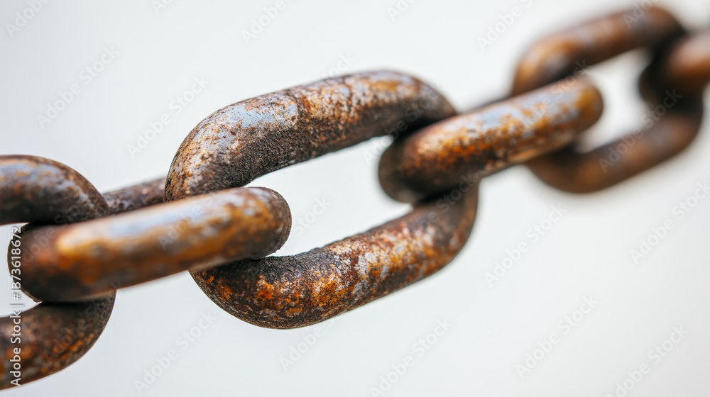 Rusty Metal Chain Link Representing Connection and Blockchain Technology Rusty Metal Chain Link Representing Connection and Blockchain Technology