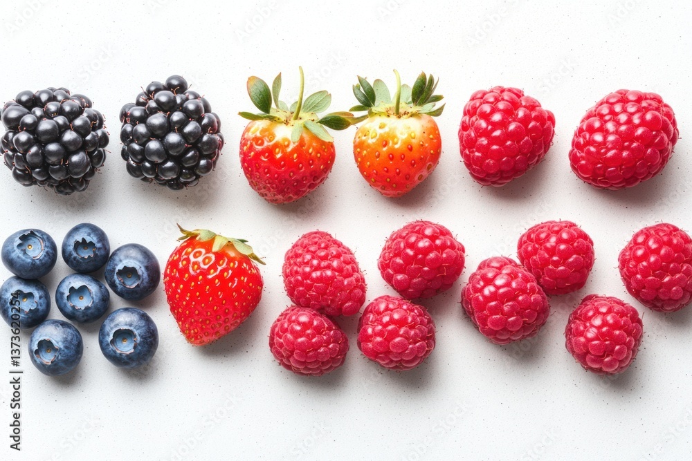 Fresh Assorted Berries on a Light Backdrop: Blueberries, Strawberries, and Raspberries Fresh Assorted Berries on a Light Backdrop: Blueberries, Strawberries, and Raspberries
