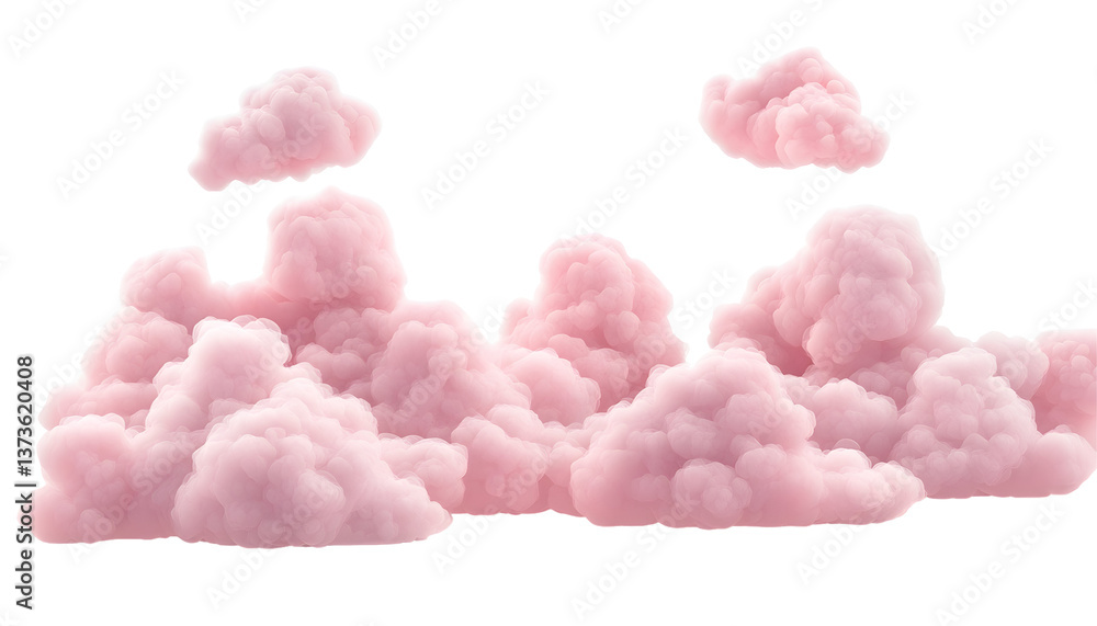 Pink 3D cartoon clouds , clipping path - Pink 3D cartoon clouds , clipping path -