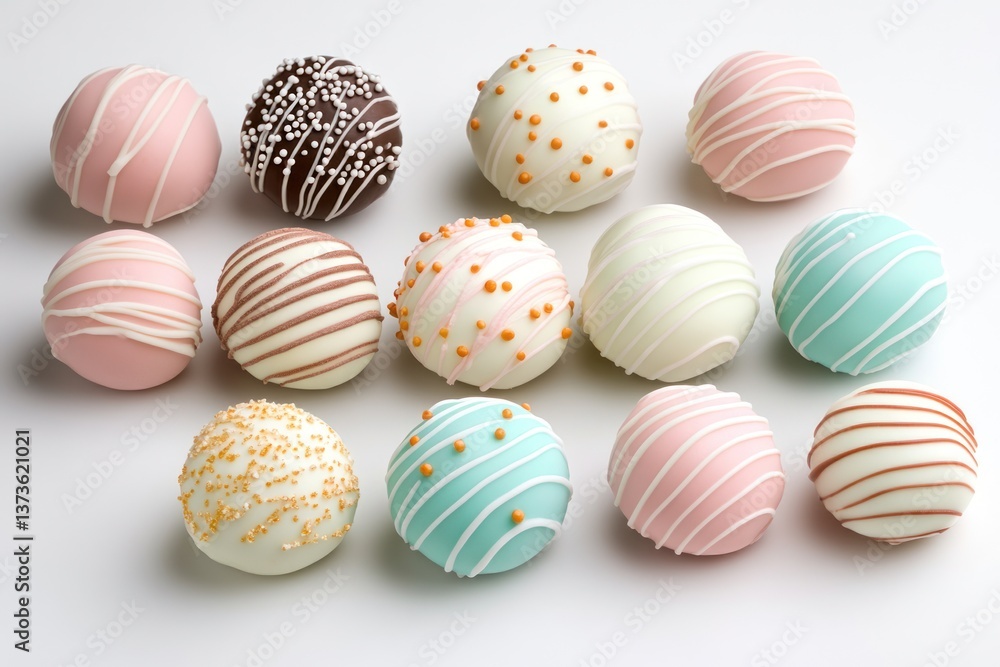 Fototapeta premium Brightly Colored Assorted Cake Pops for a Celebration