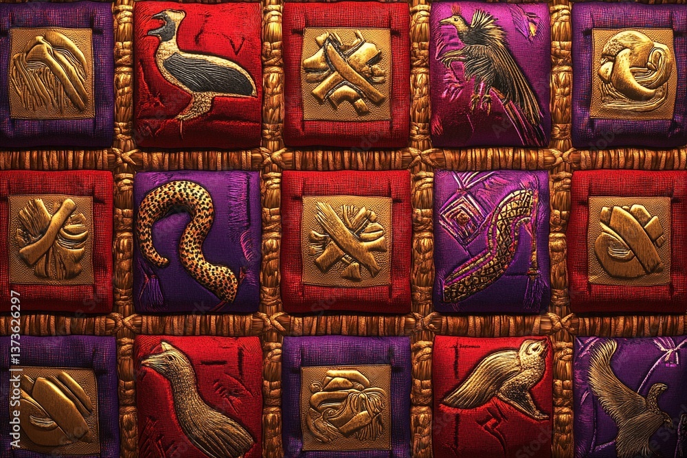 Obraz premium Exploring Vibrant Inca Textile Patterns With Intricate Ornamentation. Generative AI