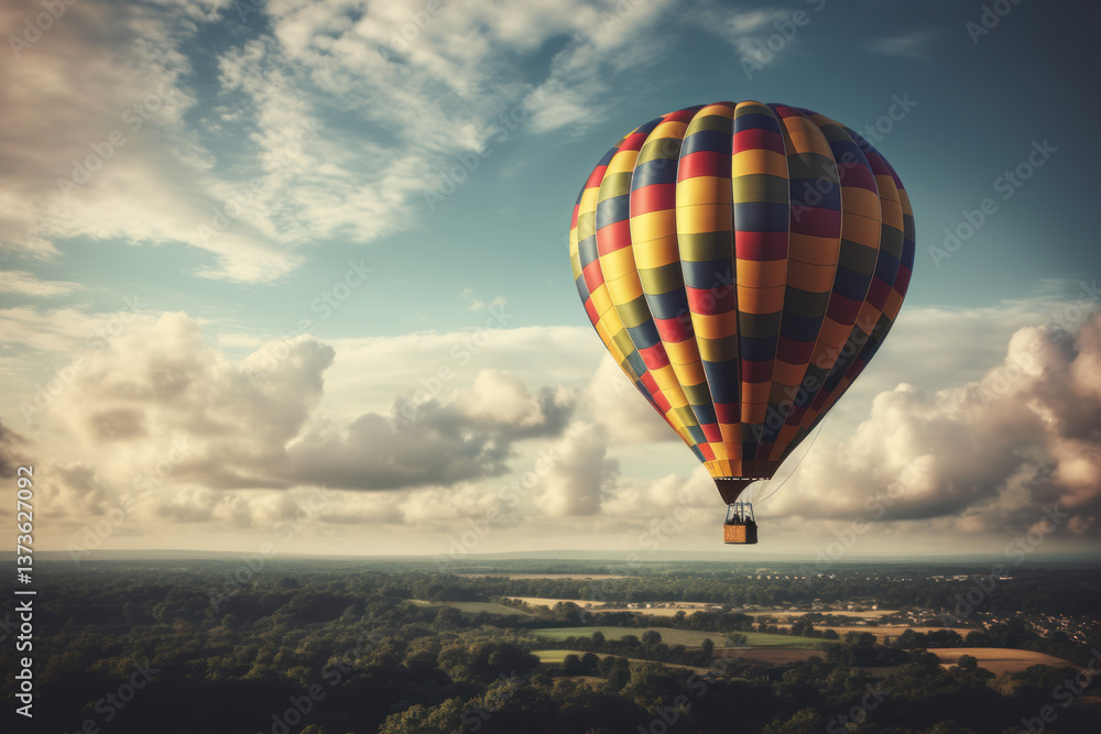 Fototapeta premium Colorful Hot Air Balloon in Sky