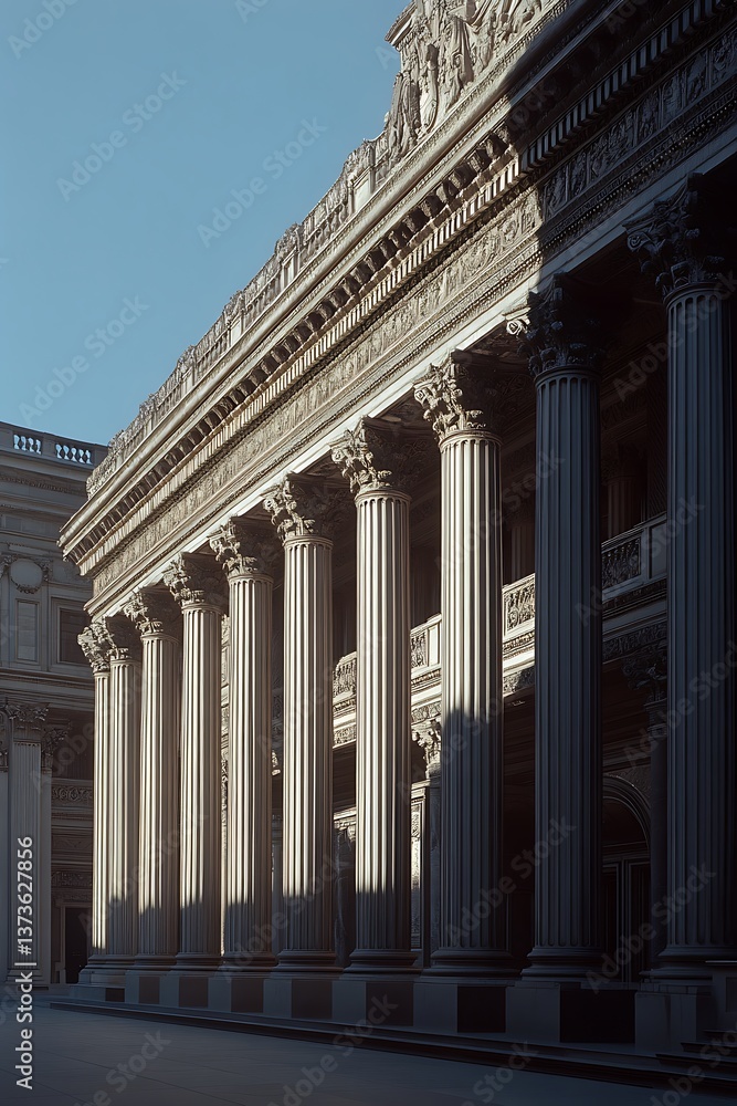 Obraz premium Parisian Building Facade Sunlight