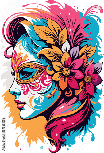 profilo di donna con fiori tra i capelli 01