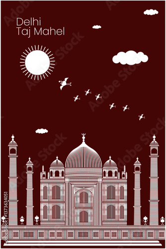 taj mahal agra uttar pradesh heritage site illustration poster art