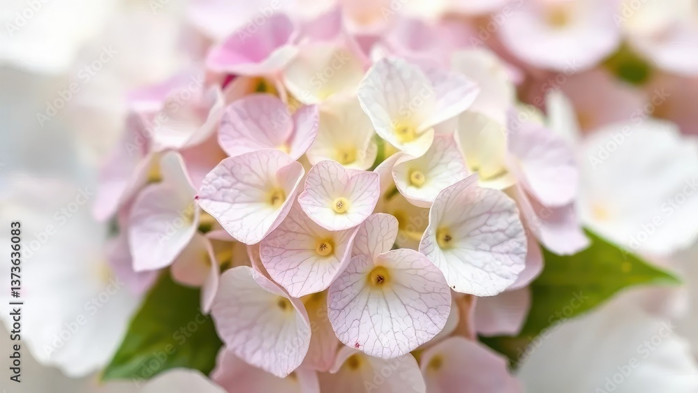 Delicate Hydrangea bloom on snow-white petals, botanical, flower power, delicate Delicate Hydrangea bloom on snow-white petals, botanical, flower power, delicate