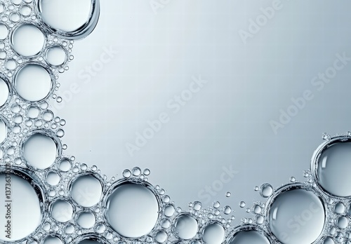 black and white abstract background with glass bubbles and oil in water