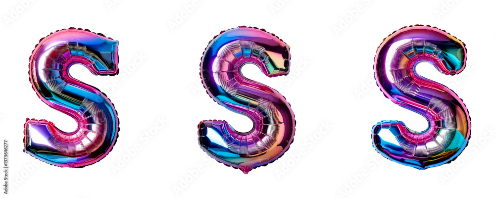Ai Generated Set of Holographic Metallic Foil Capital S Inflated Balloon Letters against Transparent Background Ai Generated Set of Holographic Metallic Foil Capital S Inflated Balloon Letters against Transparent Background