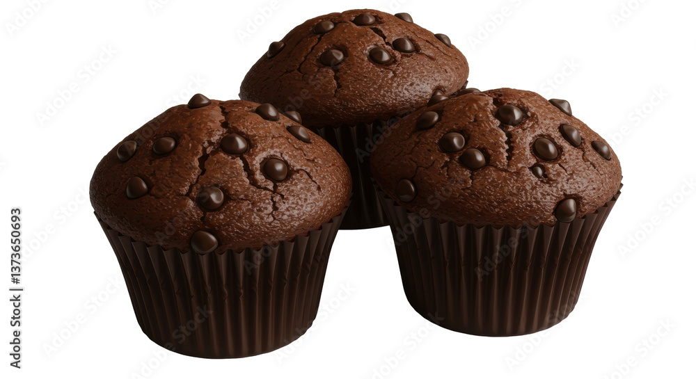 Isolated Chocolate Chip Muffins Group Isolated Chocolate Chip Muffins Group