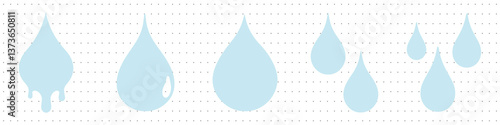 Minimalist blue water droplets, isolated element set vector