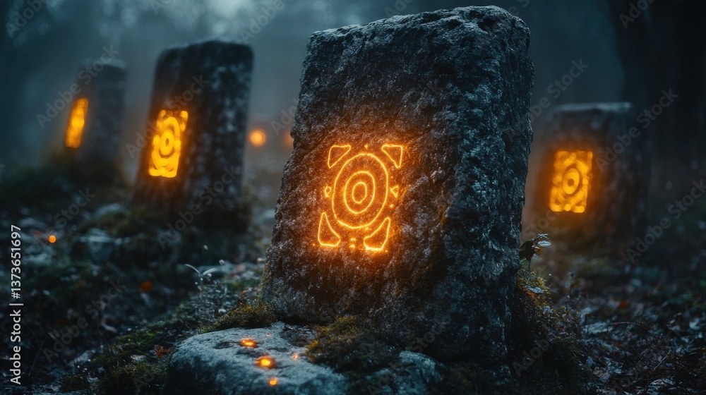 Mysterious Glowing Symbols Carved into Ancient Stone Monoliths Mysterious Glowing Symbols Carved into Ancient Stone Monoliths