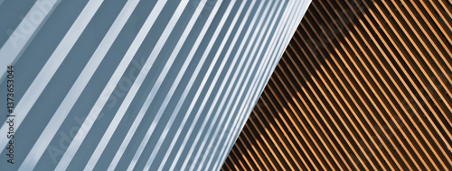 white cement line and wood facade architectural detail background