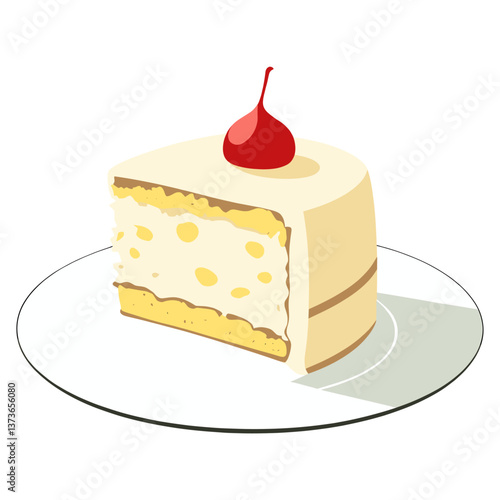 Cake on a plate illustration dessert shadow vector