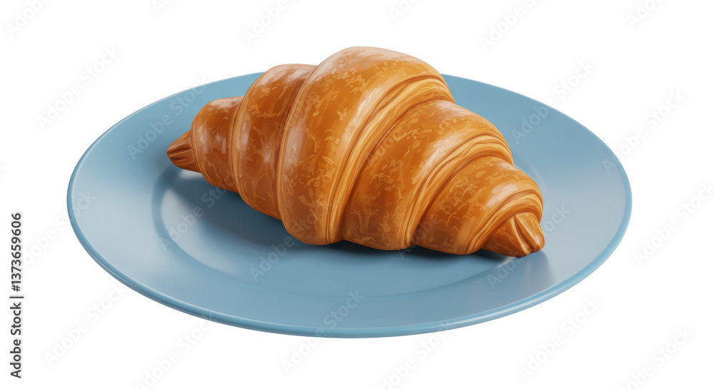 Isolated Croissant on Plate Isolated Croissant on Plate