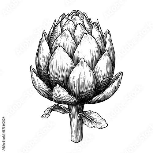 vectorArtichoke hand drawn vegetable black white