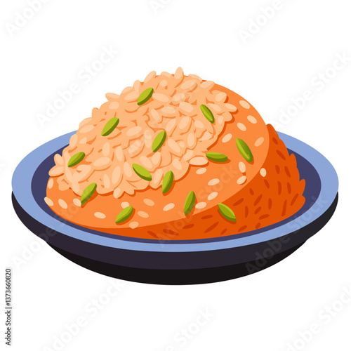 a plate of rice or pilaf no background.