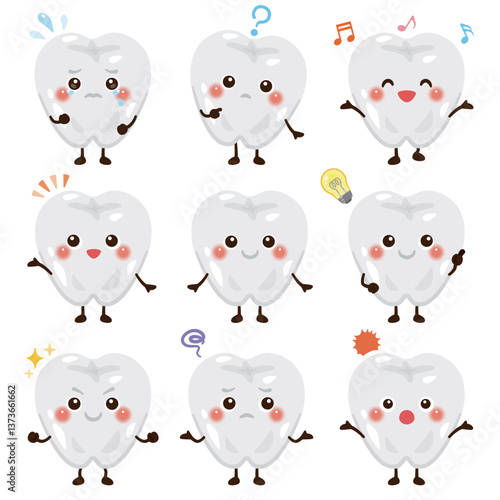 歯のキャラクター　表情セット
