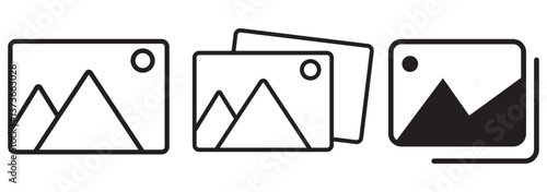 Gallery icon set. Photo album symbol. Image, picture collection icons set. Vector EPS 10 