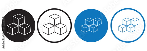 Cube icon Building blocks line icon set. Outline symbol of toys and construction. Editable stroke flat on white background design eps 10 