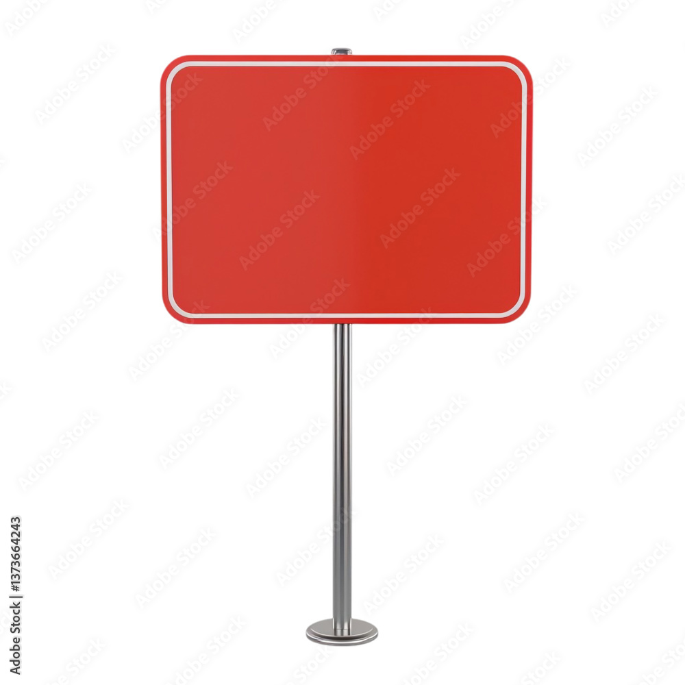 Blank Road Sign 3D Template Isolated on Transparent Background