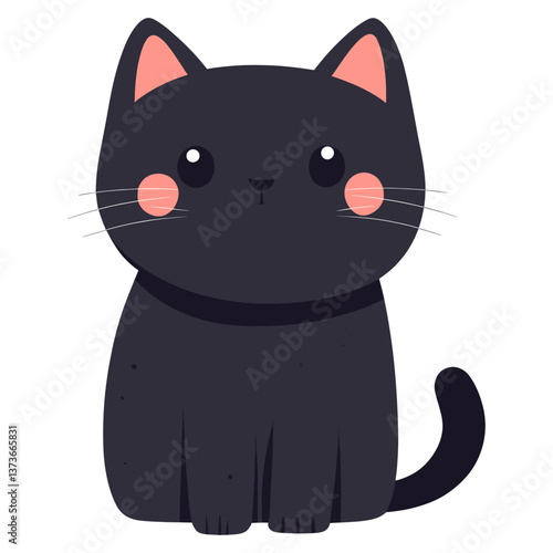 Black cat illustration animal style vector