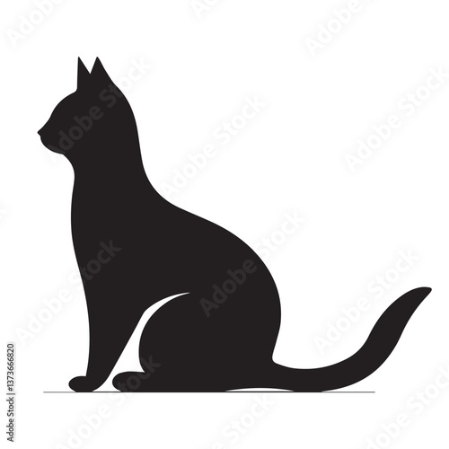 Sitting cat silhouette shows elegant feline pose, ideal vector icon for premium pet brands or sophisticated designs. This elegant profile conveys grace and calm. Perfect elegant graphic for web or pri