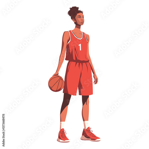 Obraz na płótnie Woman basketball player sports illustration red vector w salonie