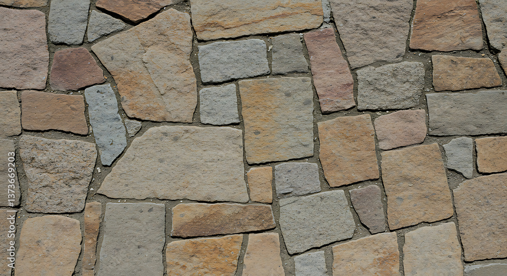 Obraz premium Irregular Sandstone Ashlar Wall Texture: Warm Earth Tones