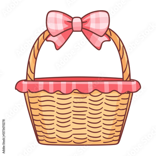 Coquette picnic basket illustration cartoon style vector