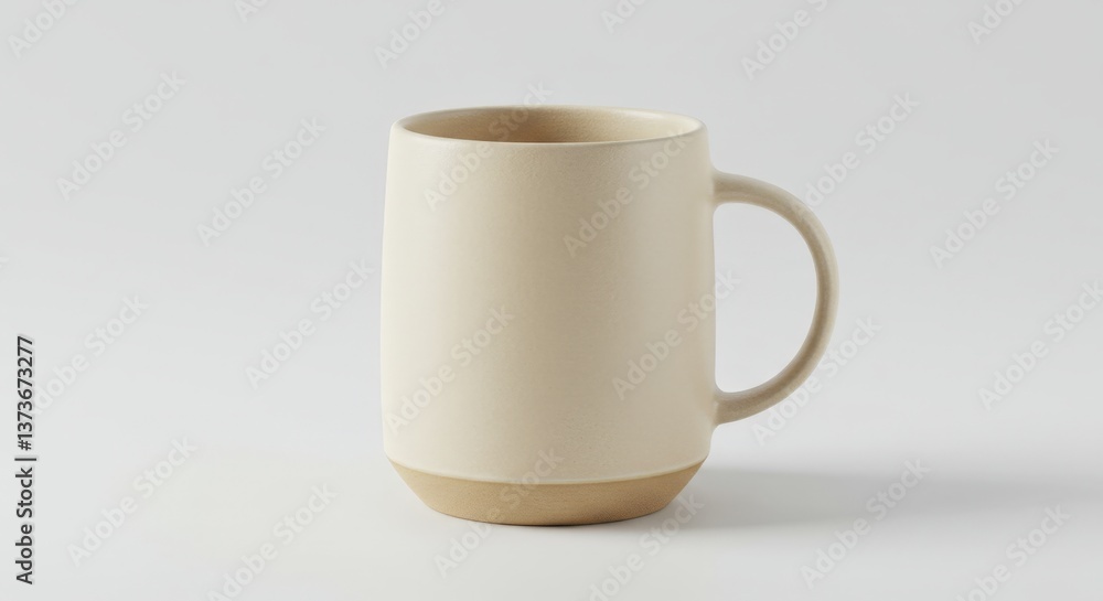 Obraz premium Beige Ceramic Mug on White Background