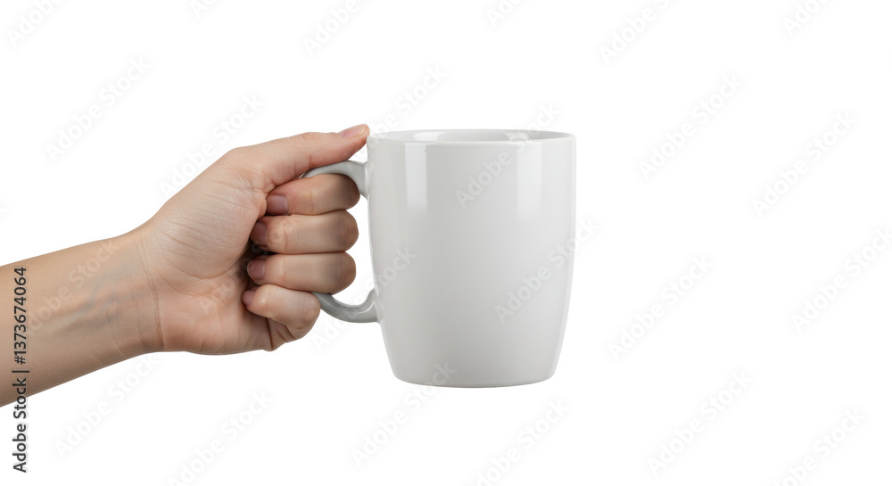 Obraz premium Isolated Hand Holding White Mug