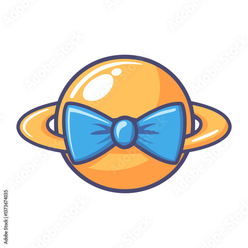 Saturn illustration cartoon bowtie vector