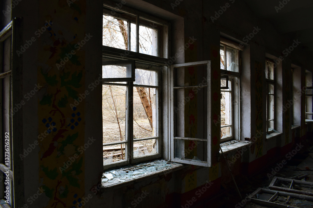 open window with old wooden frame. old window. finely broken glass. old house, retro. cracked window frame. cracked old paint, pieces of glass. space for text. large pieces of glass. horror, war open window with old wooden frame. old window. finely broken glass. old house, retro. cracked window frame. cracked old paint, pieces of glass. space for text. large pieces of glass. horror, war